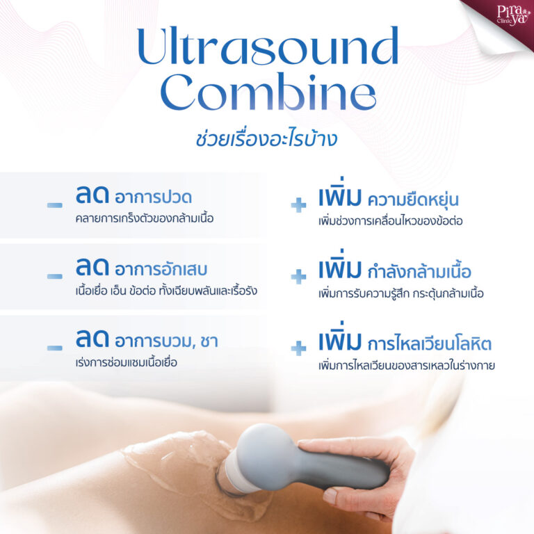 piraya clinic, ภิรญา คลินิก, คลิกนิกความงาม, คลินิก, ทำหน้า, หัตถการ, เมืองทอง, กายภาพ, กายภาพบำบัด, Ultrasound Combine Therapy, Ultrasound ช่วยเรื่องอะไรบ้าง